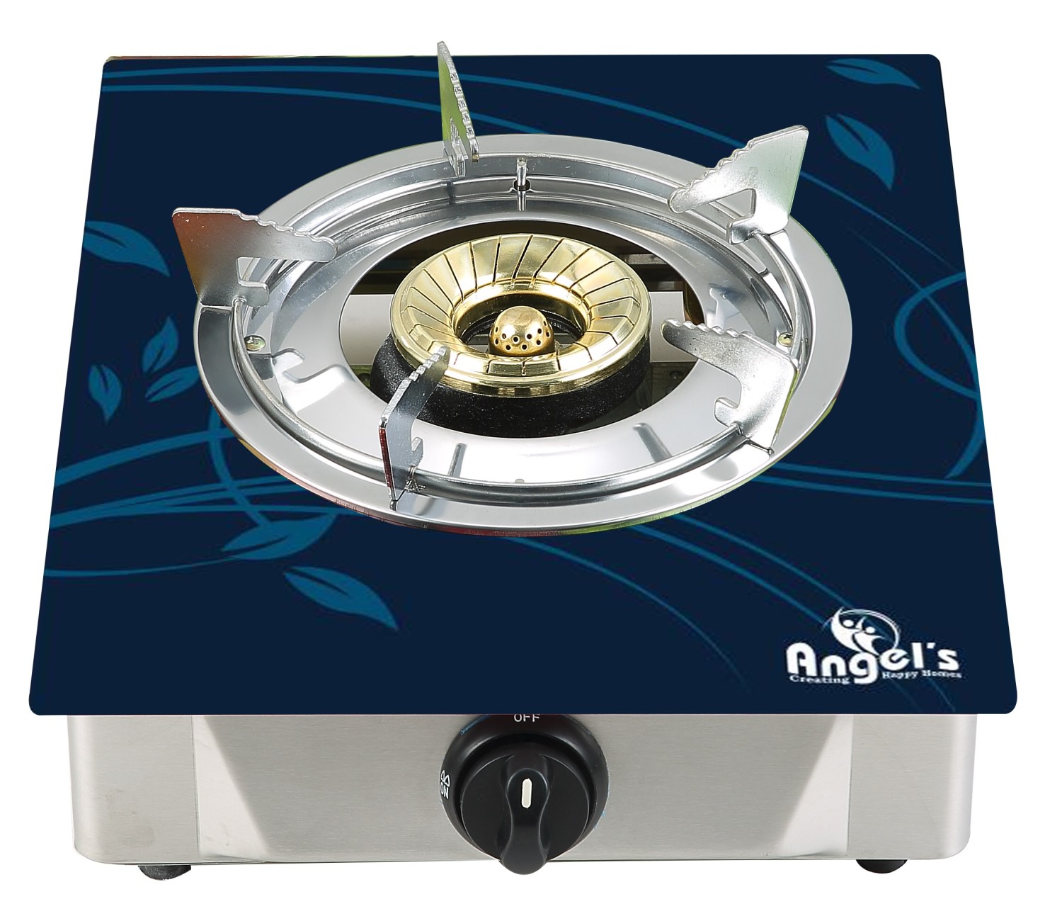 Angel's 2D Glass top Single 90mm Burner LPG Stoves - Model: AGS 1220 Blue