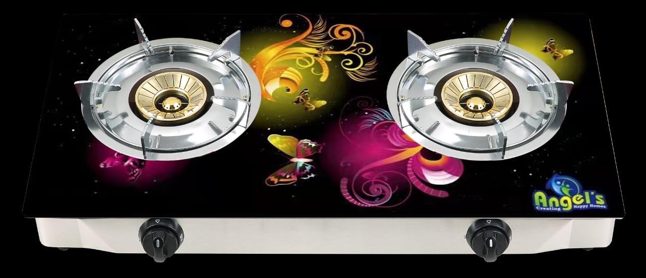 Angel's Double Burner 3D Glass Top LPG Stoves - Model: AGS-2233 Butterfly
