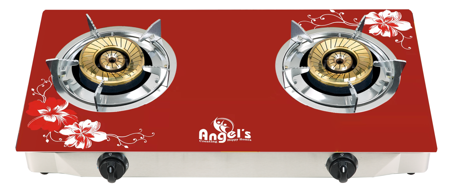 Angel's Double 120mm Big Burner 2D Glass top LPG Stoves - Model: AGS 2225 China Rose