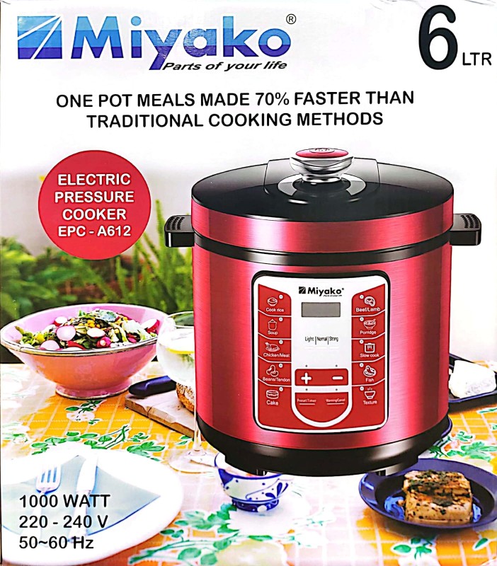 Miyako 6 Liter Electric Pressure Cooker - Model: EPC-A612