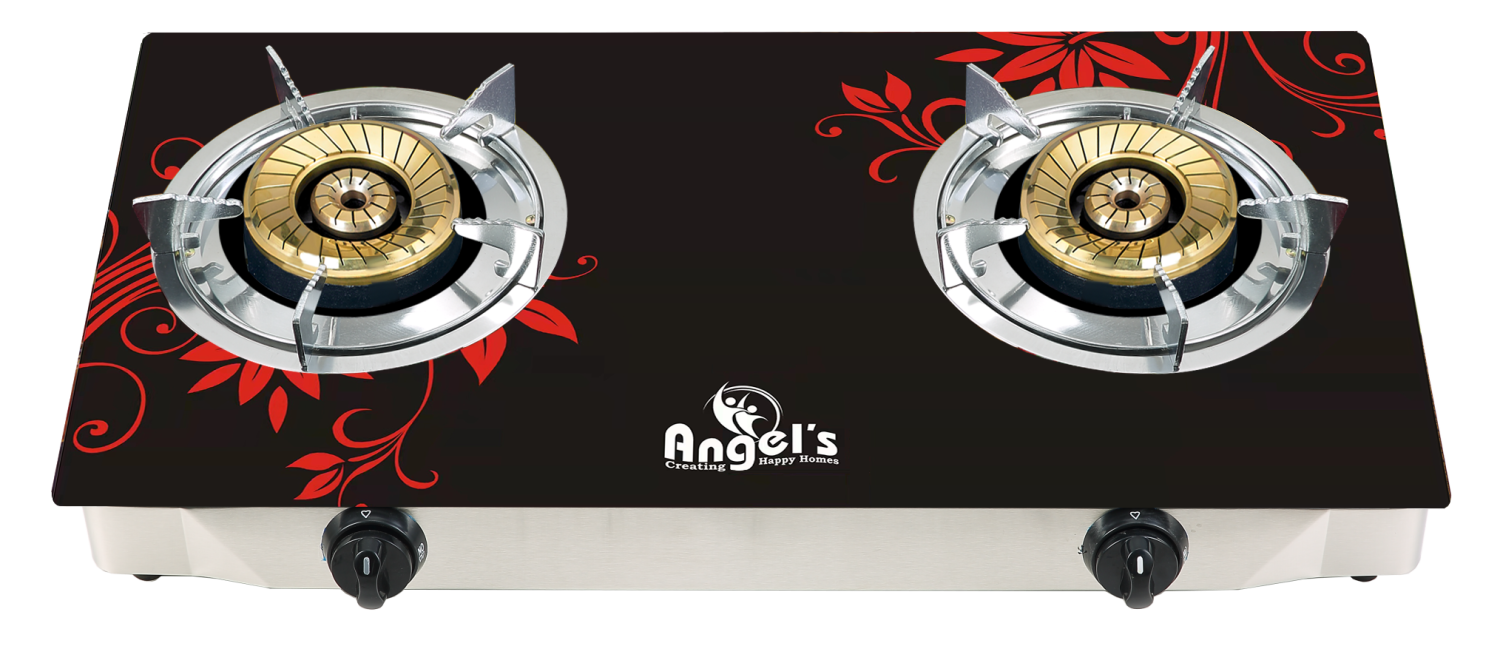 Angel's Double 120mm Big Burner 2D Glass top LPG Stoves - Model: AGS 2226 Black Beauty